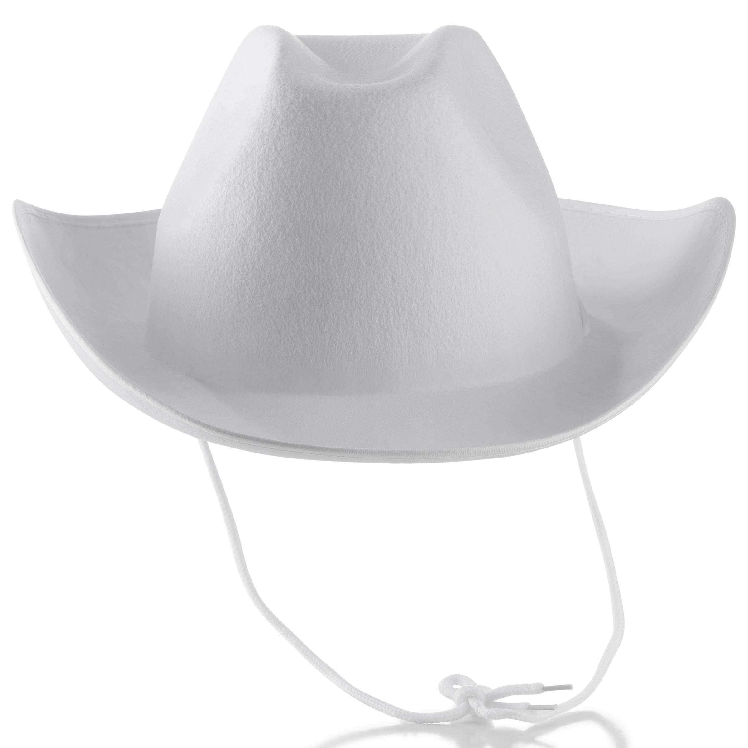 Bedwina White Cowboy Hat - (Pack of 2) for Adults with Adjustable Neck Drawstring, Dress-up Parties, and Play Costume Accessories, Fits Most Teen Girls Boys